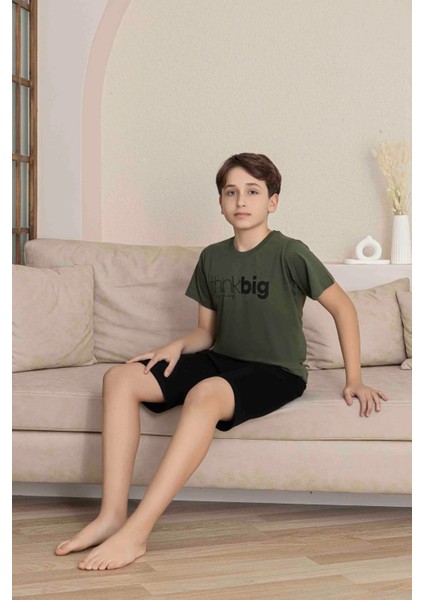 Baba Oğul Kombin Alk Üst Kısa Kollu Bermuda Boy Şortlu Bisiklet Yaka Pijama TAKIMI-4006