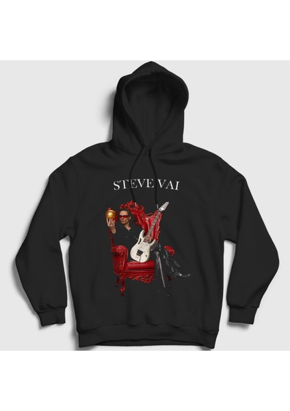Unisex Siyah Virtuoso Gitarist Steve Vai Kapüşonlu Sweatshirt