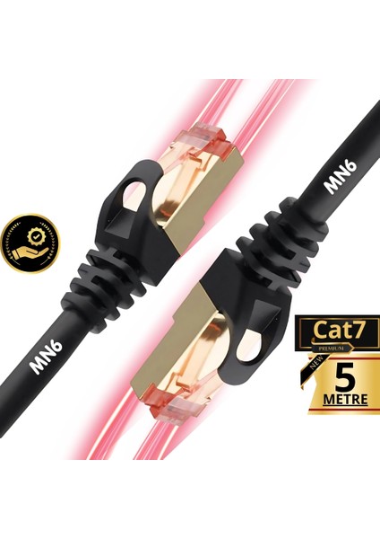 M109XF Cat7 Kablo /5 METRE-26AWG-S/FTP/10GBPS-600 MHZ-10000MBPS%27E Kadar./CAT7 Ethernet Kablosu