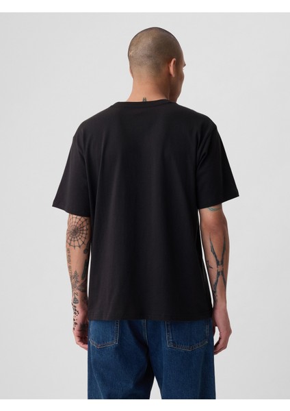 Erkek Siyah Bruce Lee Grafikli T-Shirt