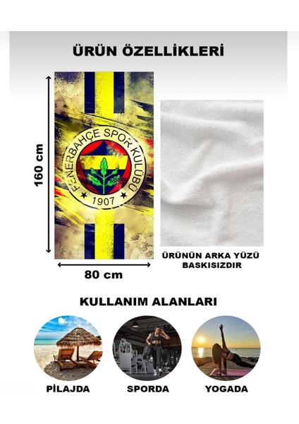 Fenerbahçe ~ Desenli Deniz Havuz Plaj Havlusu Peştemal 80X160CM fiyatları