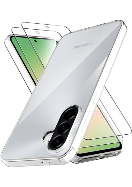 Samsung Galaxy A35 Dayanıklı Kaymaz Şeffaf Silikon Kılıf ve Kolay Takılır Ekran Koruyucu