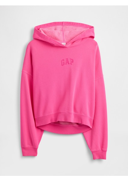 Kadın Pembe Relaxed Gap Logo Fleece Sweatshirt modelleri