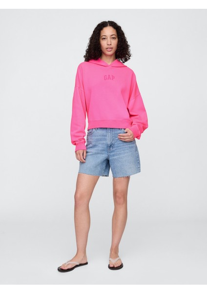 Kadın Pembe Relaxed Gap Logo Fleece Sweatshirt fırsatları