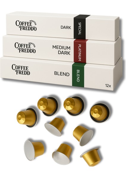 Kapsül Kahve, Espresso, Nespresso Uyumlu Alüminyum Kapsül Kahve Yumuşak, Orta ve Sert 3’ Lü