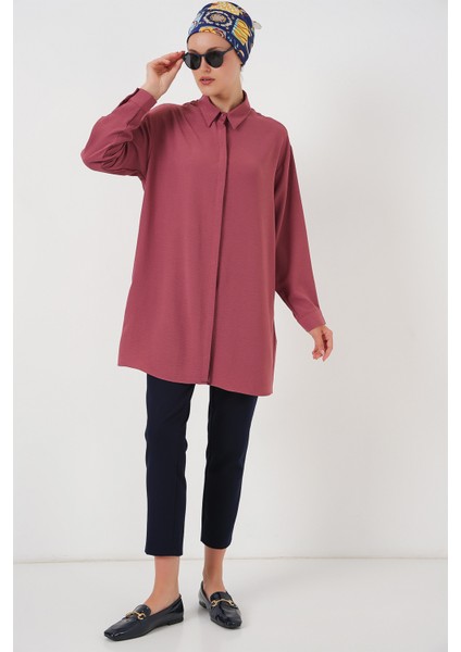 Kadın Uzun Gömlek Tunik 5945 - Gül Kurusu fiyatları