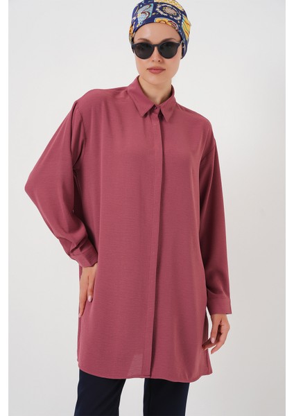 Kadın Uzun Gömlek Tunik 5945 - Gül Kurusu fırsatları
