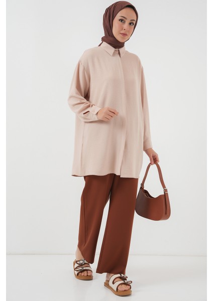 Kadın Uzun Gömlek Tunik 5945 - Krem fiyatları
