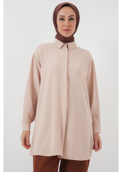 Kadın Uzun Gömlek Tunik 5945 - Krem fırsatları
