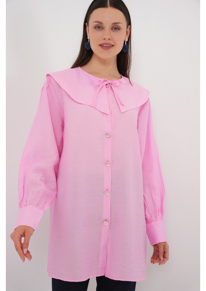 Kadın Bebe Yaka Uzun Tunik 5967 - Pembe
