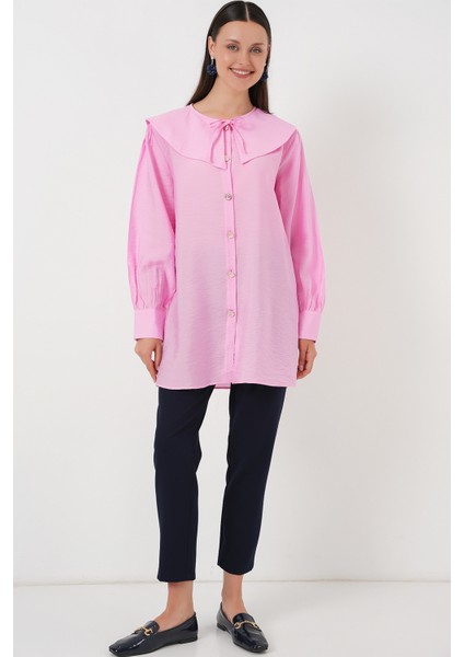Kadın Bebe Yaka Uzun Tunik 5967 - Pembe