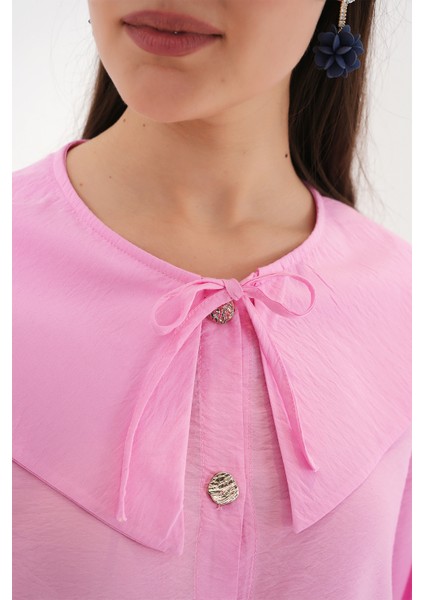 Kadın Bebe Yaka Uzun Tunik 5967 - Pembe