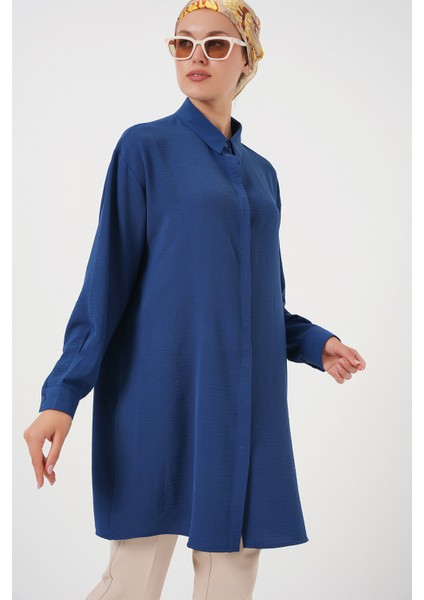 Kadın Uzun Gömlek Tunik 5945 - Indigo