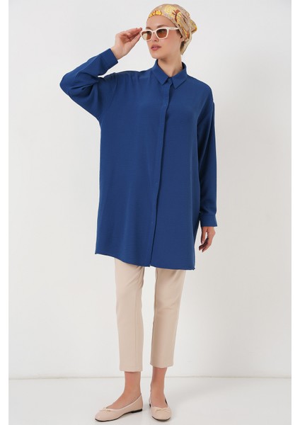Kadın Uzun Gömlek Tunik 5945 - Indigo