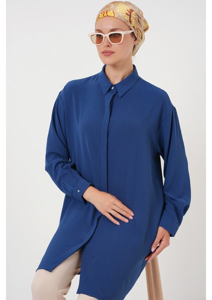 Kadın Uzun Gömlek Tunik 5945 - Indigo
