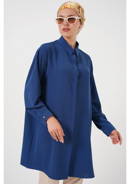 Kadın Uzun Gömlek Tunik 5945 - Indigo