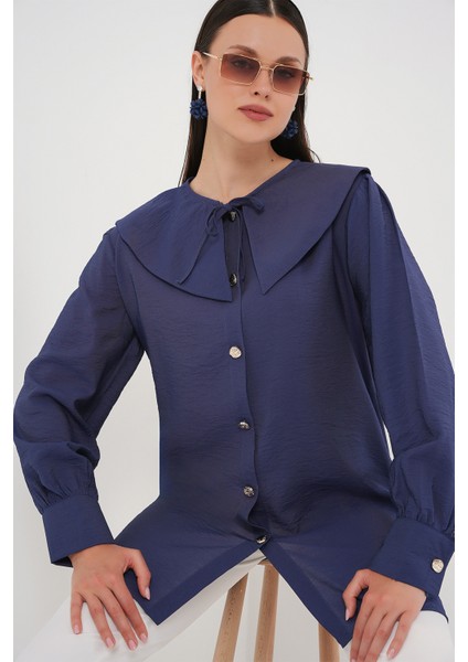 Kadın Bebe Yaka Uzun Tunik 5967 - Indigo