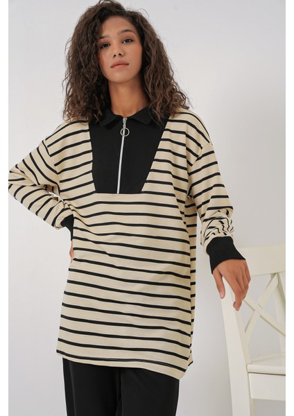 55454 Kadın Fermuarlı Tesettür Tunik - Siyah modelleri