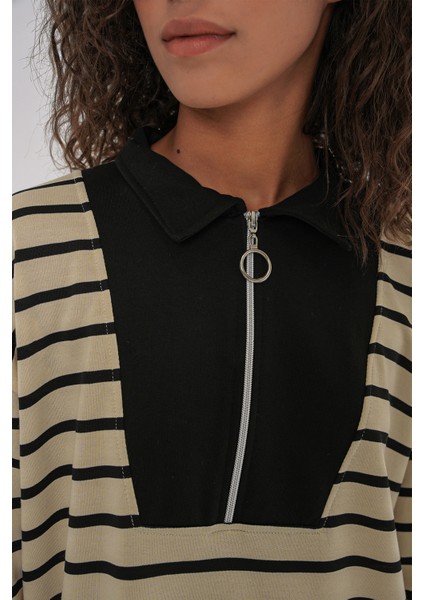 55454 Kadın Fermuarlı Tesettür Tunik - Siyah indirimleri