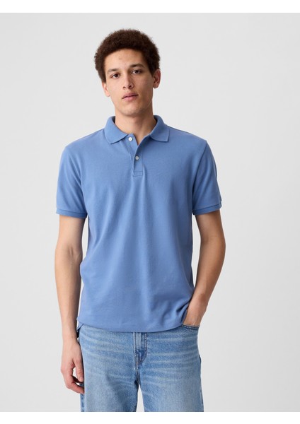 Erkek Mavi Pique Polo Yaka T-Shirt