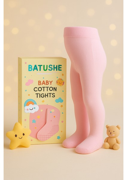 Bebek Külotlu Çorap Pamuklu – Pembe – Çocuk Yeni Doğan - Pembe Külotlu Çorap - Okul Çorabı - Düz – 0-6-18 Ay- Bebek Çorap - bebek külotlu çorap