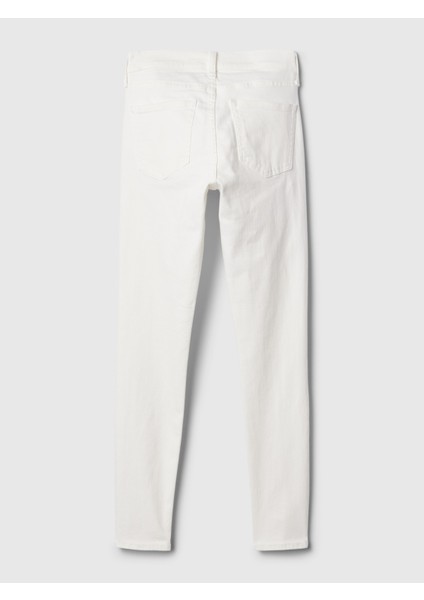 Kadın Beyaz Mid Rise True Skinny Jean Pantolon