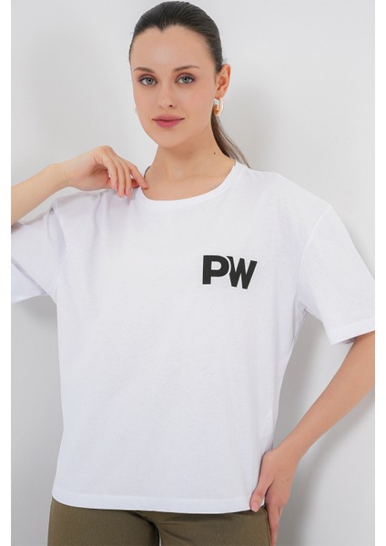 Kadın Baskılı Basic Tişört 4343 - Beyaz fırsatları