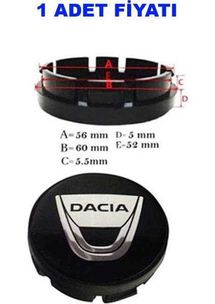 Jant Göbek Arma 60-56 Siyah Dacıa