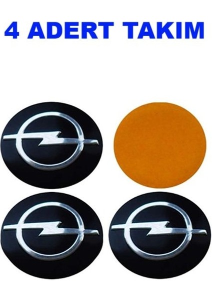 Jant Göbek Arması Siyah Yapışma Oval 4 Adet Takım 56Q Opel