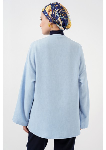 Keten Tesettür Kimono 5968 - Mavi indirimleri