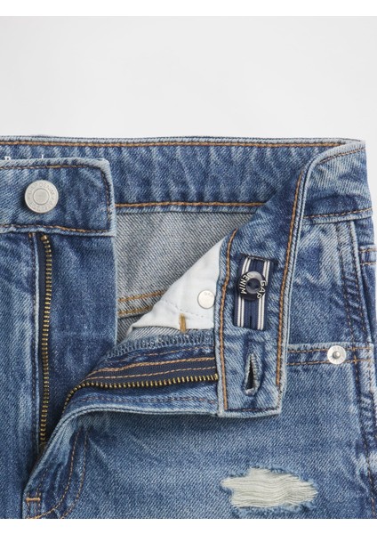 Kız Çocuk Mavi High Rise Denim Etek