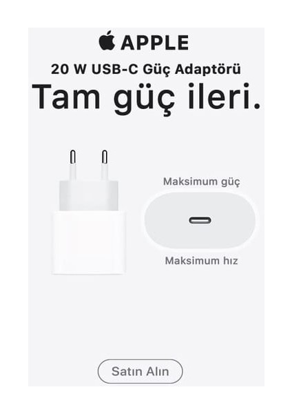 Iphone Tüm Modeller Uyumlu 20 Watt Şarj Adaptörü Type-C