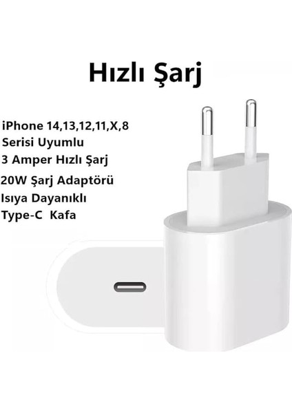 Iphone Tüm Modeller Uyumlu 20 Watt Şarj Adaptörü Type-C