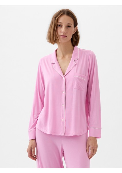 Kadın Pembe Modal Pijama Üstü