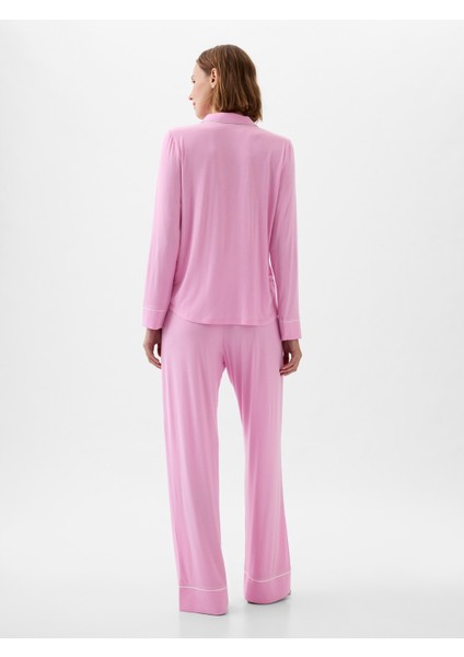 Kadın Pembe Modal Pijama Üstü modelleri