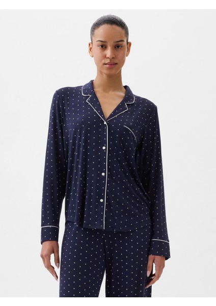 Kadın Lacivert Modal Pijama Üstü