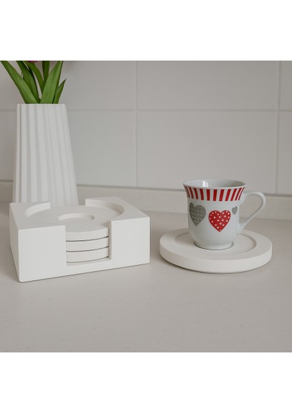 Beton Bardak Altlığı Set Fincan Çay Bardağı Beyaz modelleri