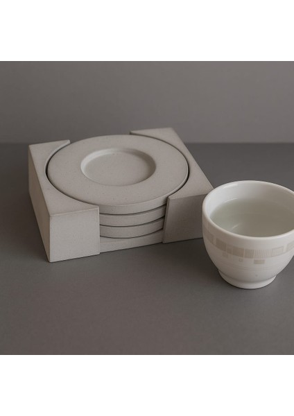 Beton Bardak Altlığı Set Fincan Çay Bardağı Beyaz fiyatları