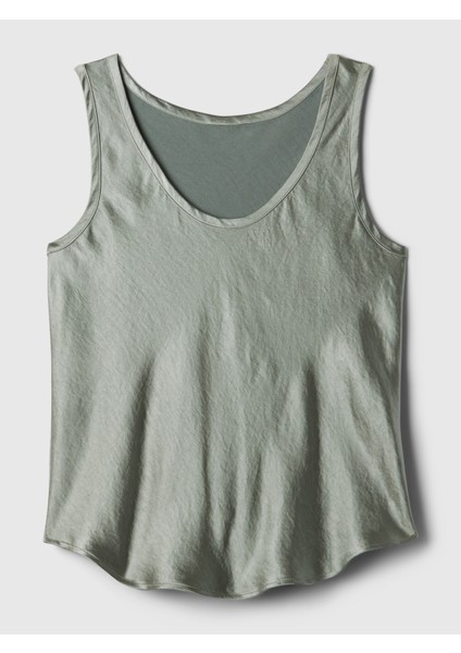 Kadın Yeşil Kolsuz Saten Bluz fiyatları