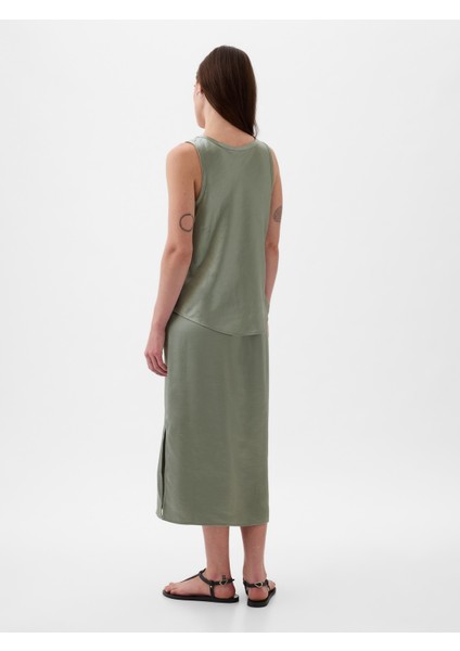 Kadın Yeşil Kolsuz Saten Bluz indirimleri