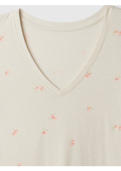 Kadın Kırık Beyaz Favorite V Yaka T-Shirt fiyatları