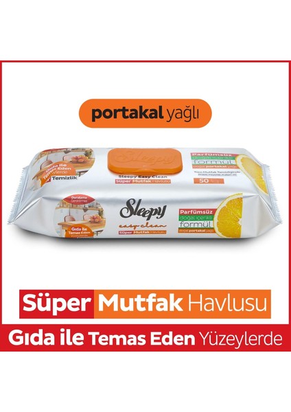 Easy Clean Yüzey Temizlik Mutfak Havlusu -Mendili 50 Yaprak Portakal Yağlı (3lü Set) 150Yaprak
