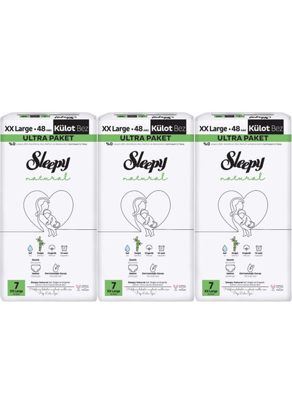 Külot Bebek Bezi Natural Beden:7 (20-30KG) Xx Large 144 Adet