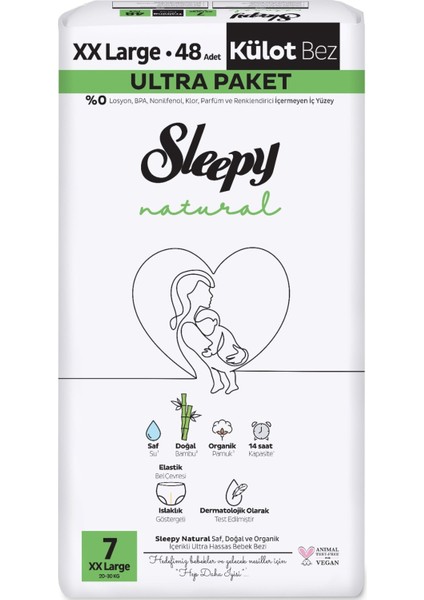 Külot Bebek Bezi Natural Beden:7 (20-30KG) Xx Large 144 Adet fiyatları