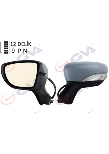 Diş Dikiz Aynasi Sol Clio 17 Elektrikli Katlanir Isitmali Sinyalli Astarli Asferik VM-6126EBPAL Dpmah