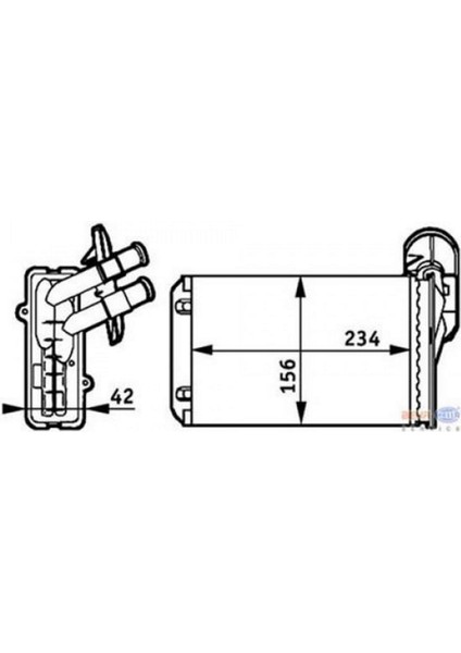 Kalorifer Radyatörü A3-CADDY-GOLF-JETTA-POLO-IBIZA-CORDOBA-OCTAVIA-1.4-1.6-1.8-1.9TDI-2.0(234X156X42 Dpmah