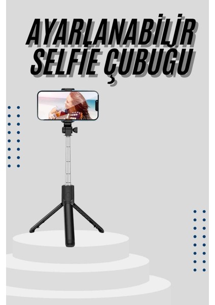 Tripod Selfie Çubuğu Bluetooth Kumandalı Kablosuz LED Işıklı