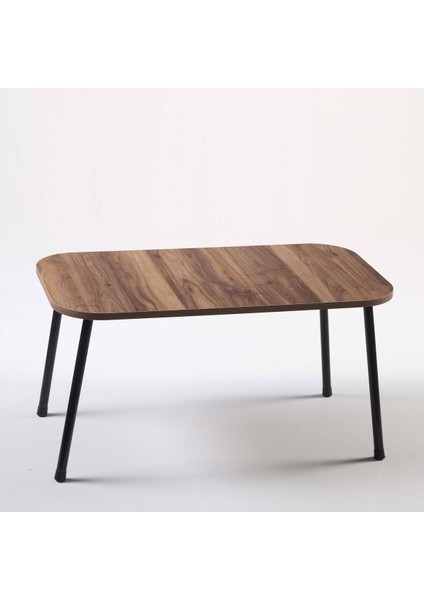 Orta Sehpa Ceviz Metal Ayak Kare