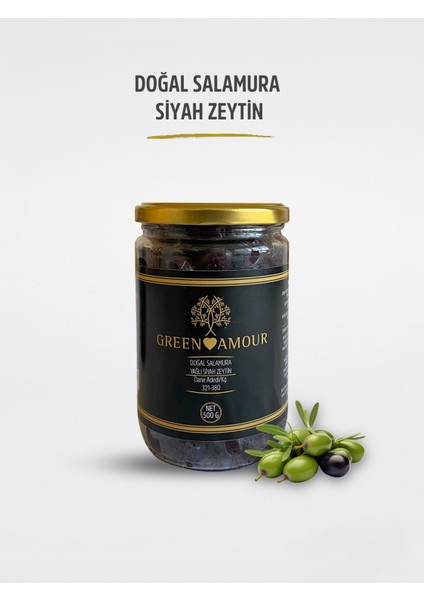 Gemlik Doğal Salamura Siyah Zeytin Net 500 gr Pestisit İçermez