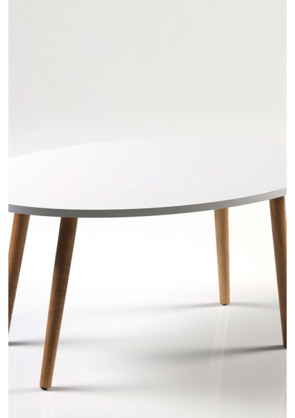 Orta Sehpa Torna Ayak Elips Beyaz Ahşap fiyatları